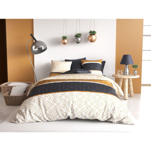 Parure housse de couette coton ocre