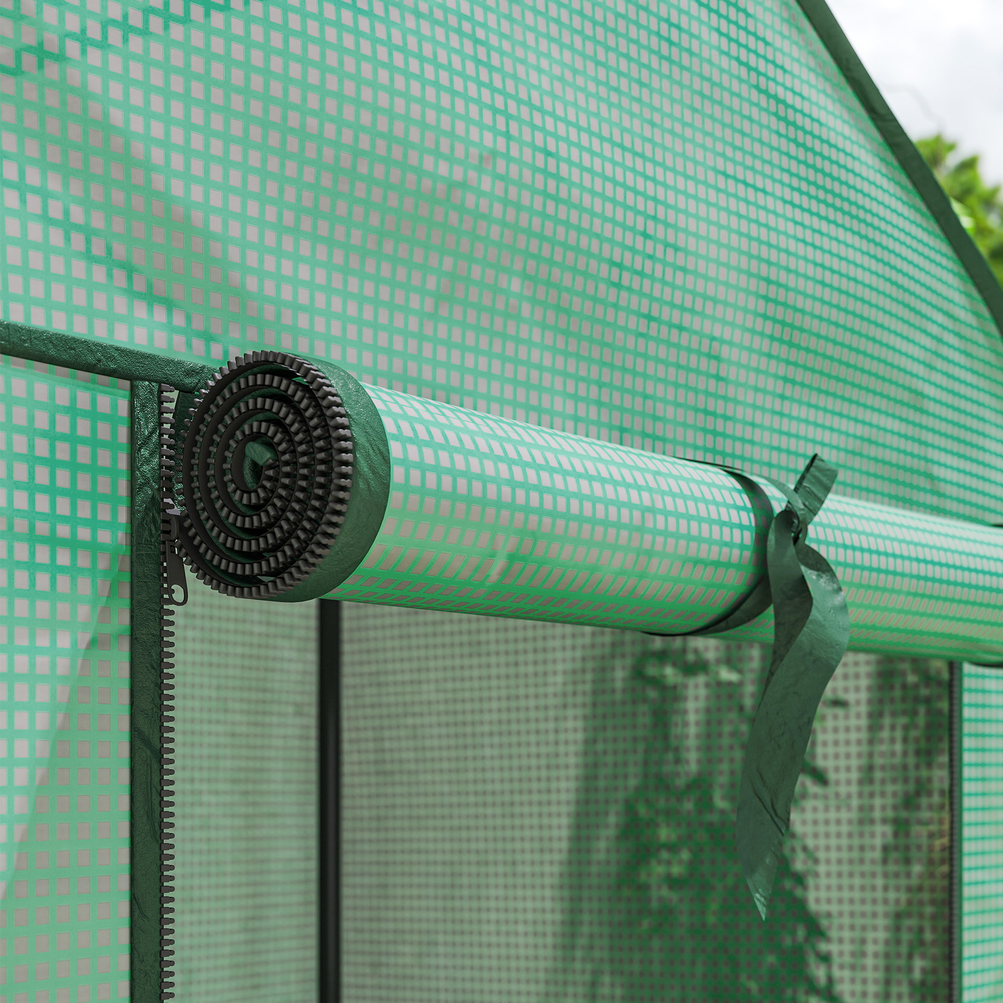 Serre de jardin balcon 3 niveaux métal thermolaqué vert PE vert