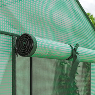 Serre de jardin balcon 3 niveaux métal thermolaqué vert PE vert