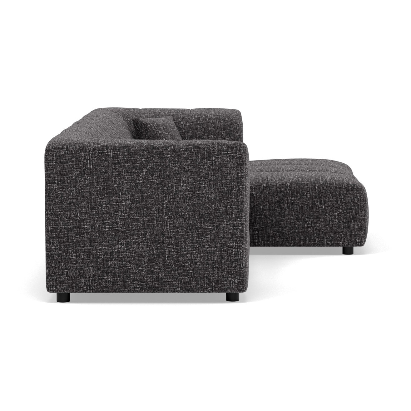Curtis - canapé d'angle droit 4 places avec accoudoir en tissu texturé - Gris foncé