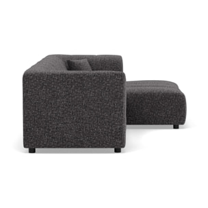 Curtis - canapé d'angle droit 4 places avec accoudoir en tissu texturé - Gris foncé