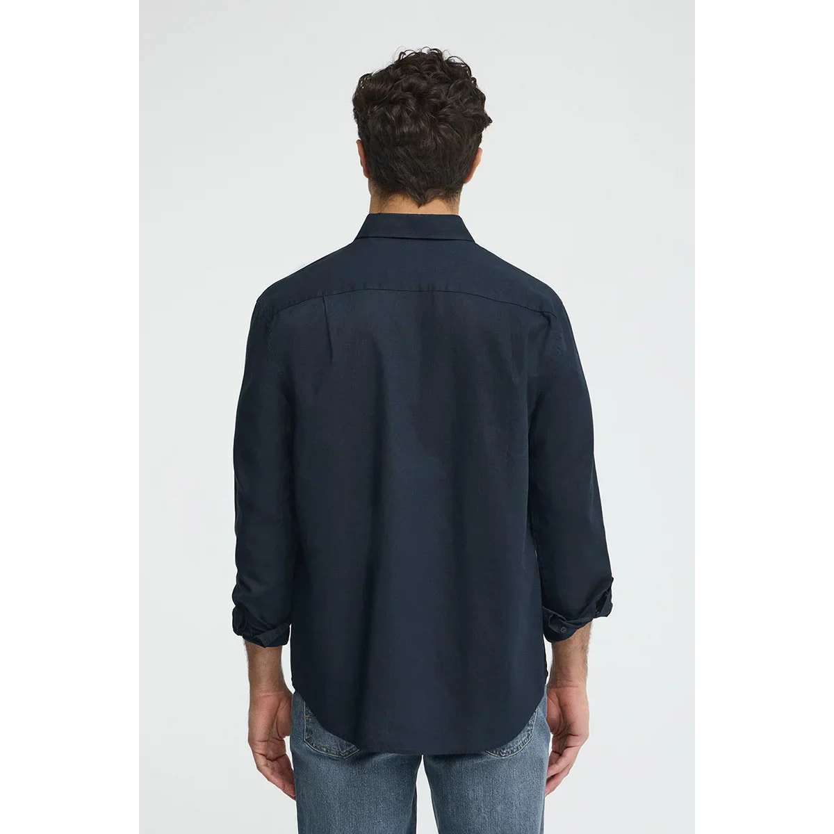 Camicia cotolino blu marino regular fit con logo Rigby Go