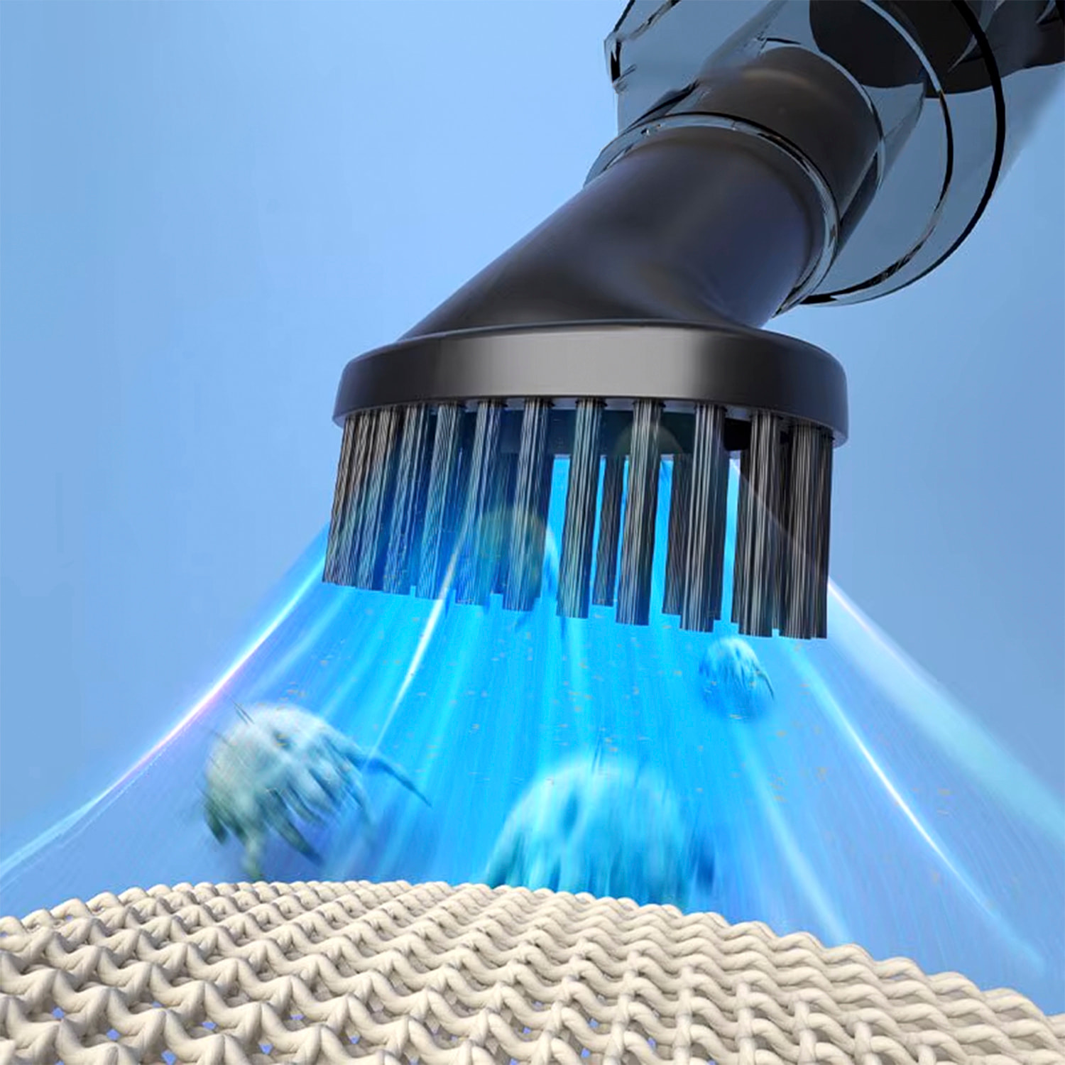 Aspirapolvere a mano multifunzione con 50W e diverse teste.