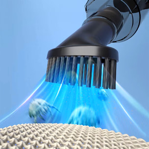 Aspirapolvere a mano multifunzione con 50W e diverse teste.