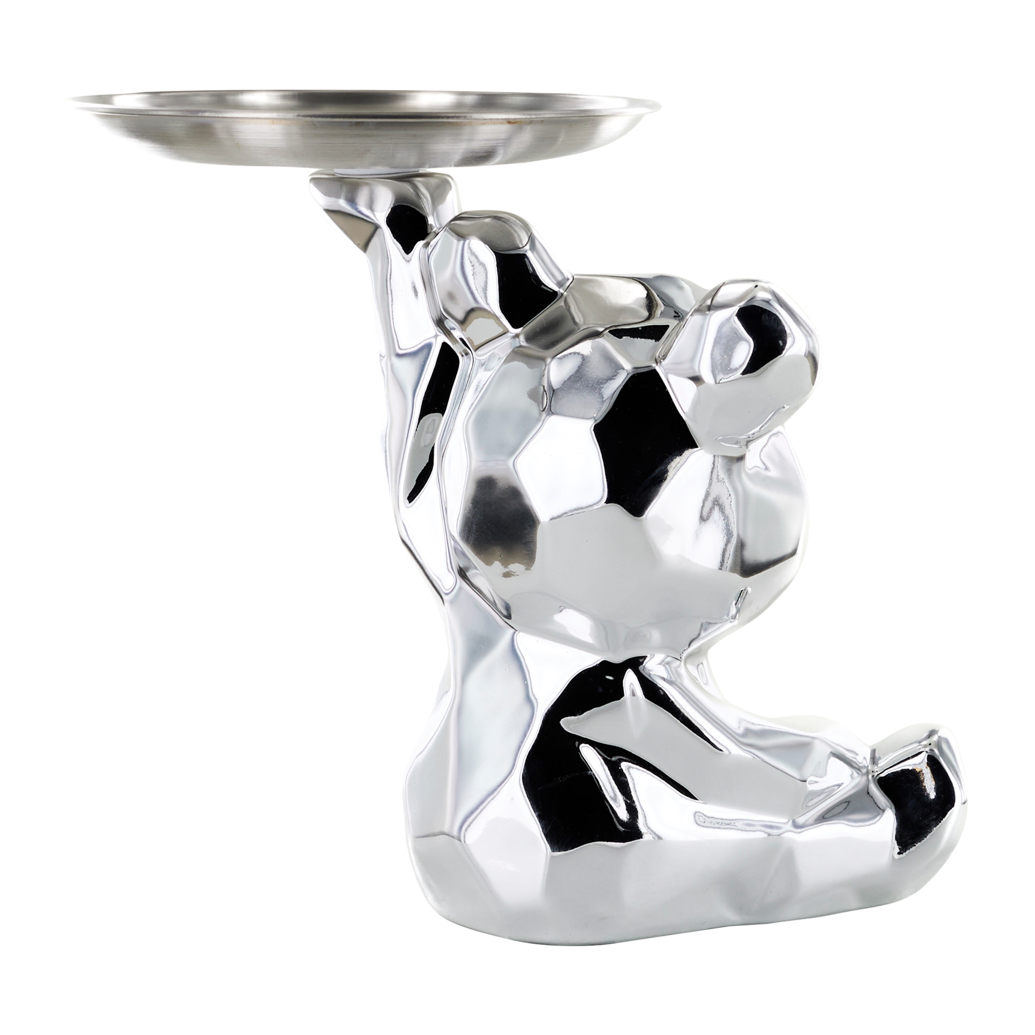 Statue Ourson Vide Poche Argent H12cm