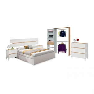 Dormitorio Ezra 3C Max V2 Blanco Artik (Blanco Mate) - Roble Nodi