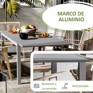 Mesa de Jardín Extensible Mesa de Comedor Exterior Mesa de Terraza Rectangular para 6 -8 Personas con Marco de Aluminio Carga 50 kg para Balcón 180/240x94x73 cm Gris Oscuro