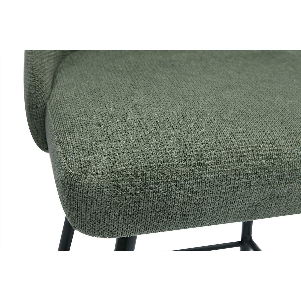 Tabourets de bar pivotants 360° en tissu chenille vert kaki et métal H66 cm (lot de 2) HASTA