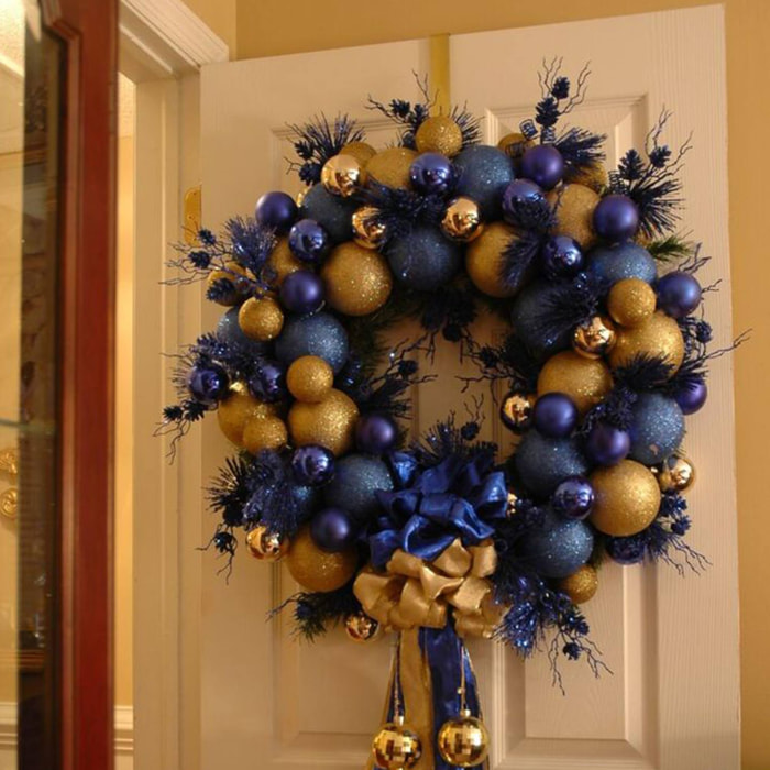 juego de 25 bolas de navidad color azul - brillantes