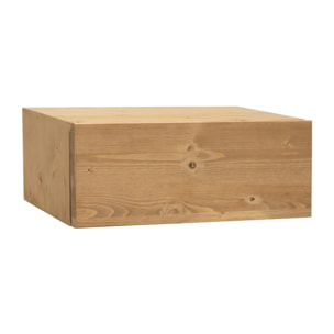 Mesita de noche de madera maciza flotante en tono roble medio de 40cm Alto: 15 Largo: 40 Ancho: 25.5