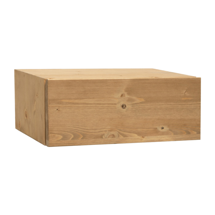 Mesita de noche de madera maciza flotante en tono roble medio de 40cm Alto: 15 Largo: 40 Ancho: 25.5