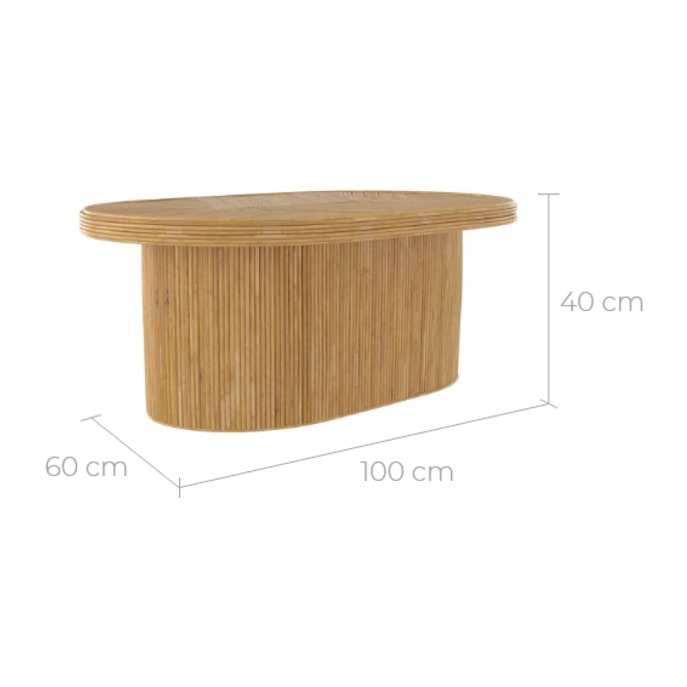 Table basse ovale en rotin naturel - Hélène