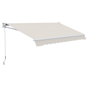 Toldo Manual Retráctil con Manivela de Aluminio 200x295 cm Toldo de Pared o Techo con Protección Solar UV50+ para Jardín Terraza Exterior Crema