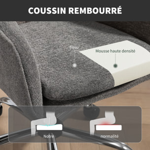 Chaise de bureau design bouclette gris piètement acier chromé