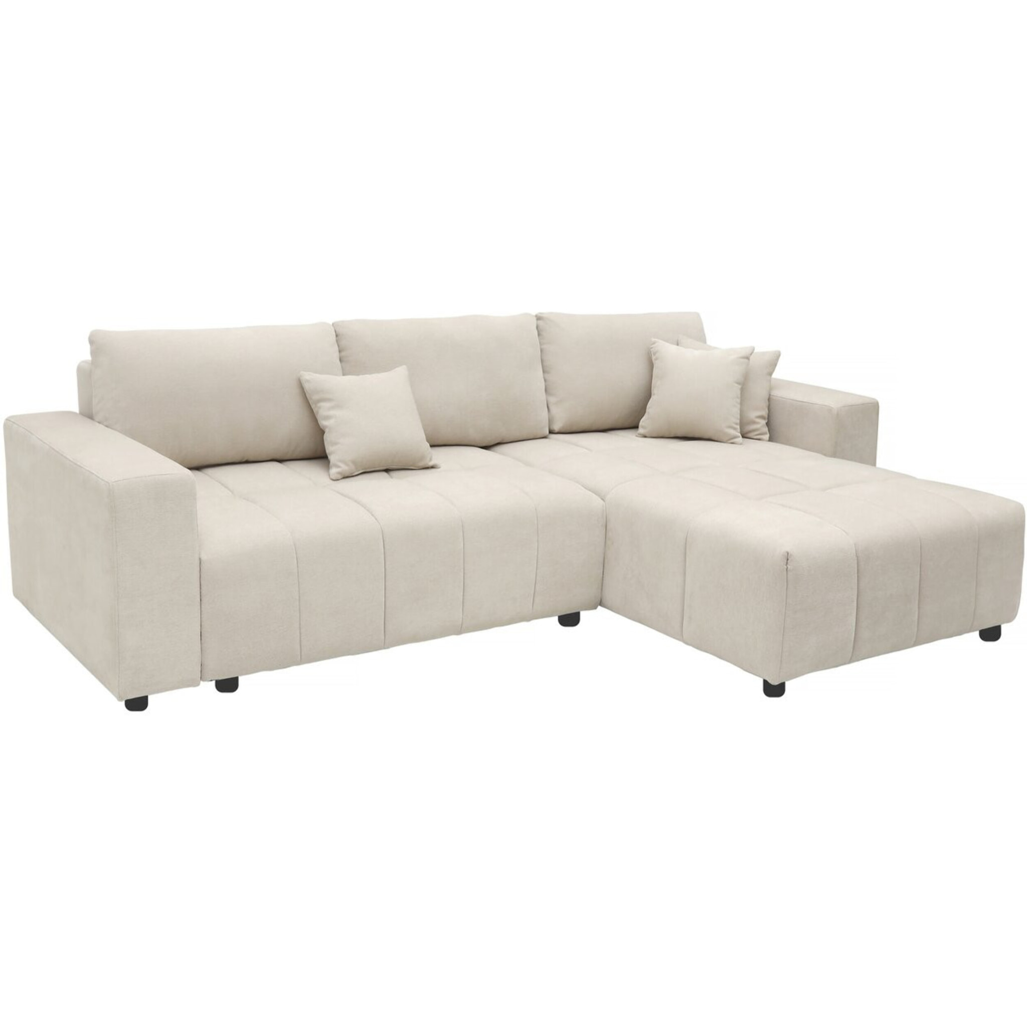 Canapé d'angle convertible style bubble tissu chenille "George" 4 places - Beige