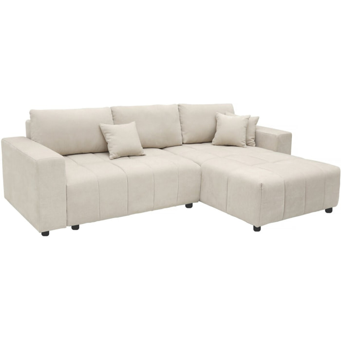Canapé d'angle convertible style bubble tissu chenille "George" 4 places - Beige