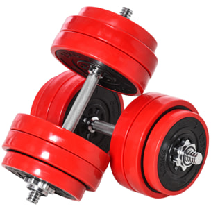 Juego de Mancuernas 30 kg Ajustables 2 en 1 con Barras Biela Ajustable Gimnasio