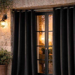 Rideau d'extérieur en tissu déperlant - Noir