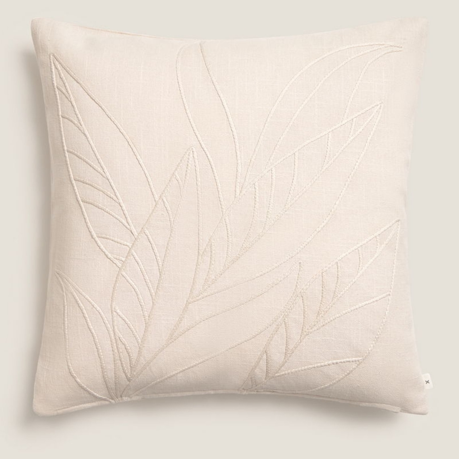 Funda de cojín algodón hojas bordadas Drejasa color gris piedra 100% Algodón