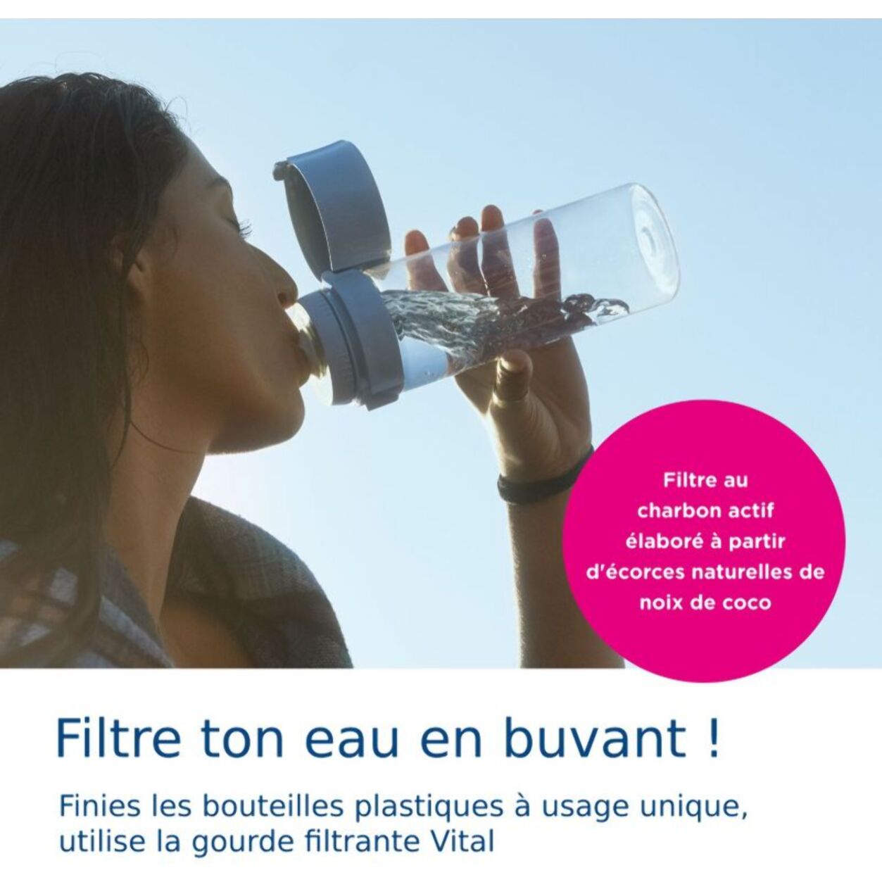 Gourde filtrante BRITA filtrante Vital bleu clair + 2 filtres à eau