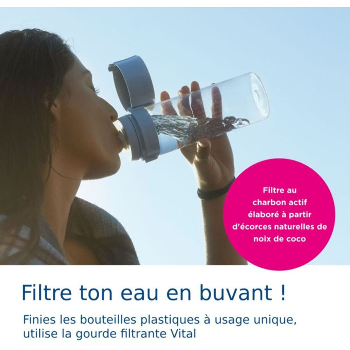Gourde filtrante BRITA filtrante Vital bleu clair + 2 filtres à eau
