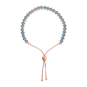 Bracciale Tennis Regolabile Doppio con Cubic Zirconia Azzurre