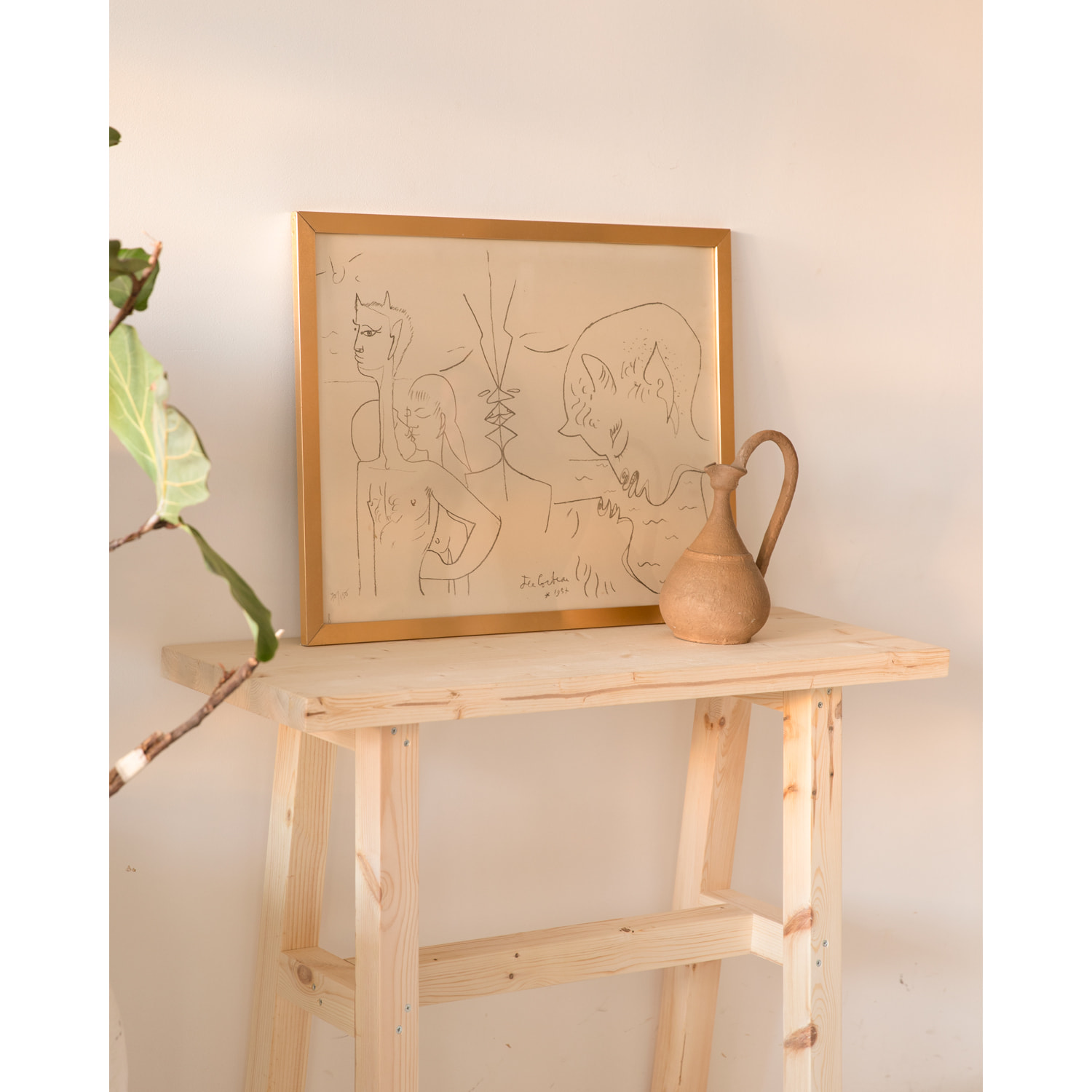 Console en bois massif couleur naturel de 100x80cm Hauteur: 80 Longueur: 100 Largeur: 35