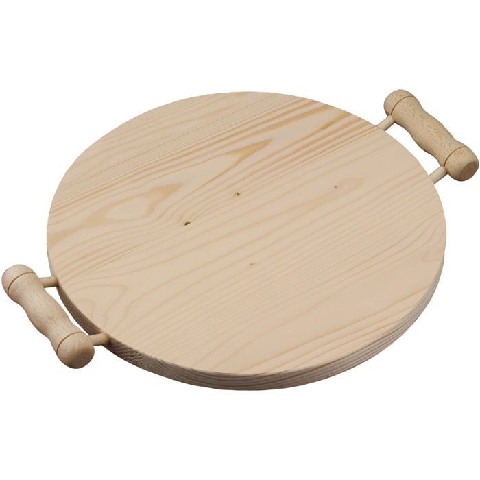 Tagliere Polenta Rotondo con Manici Excelsa – Real Wood, Legno di Faggio Beige