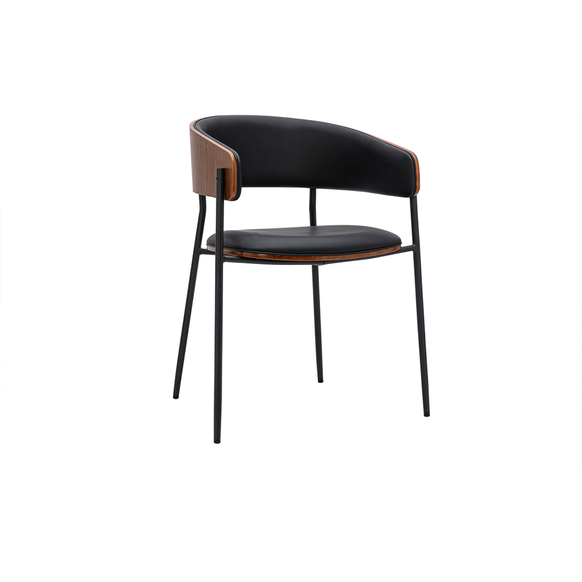Chaise design noire et bois foncé noyer DANTE