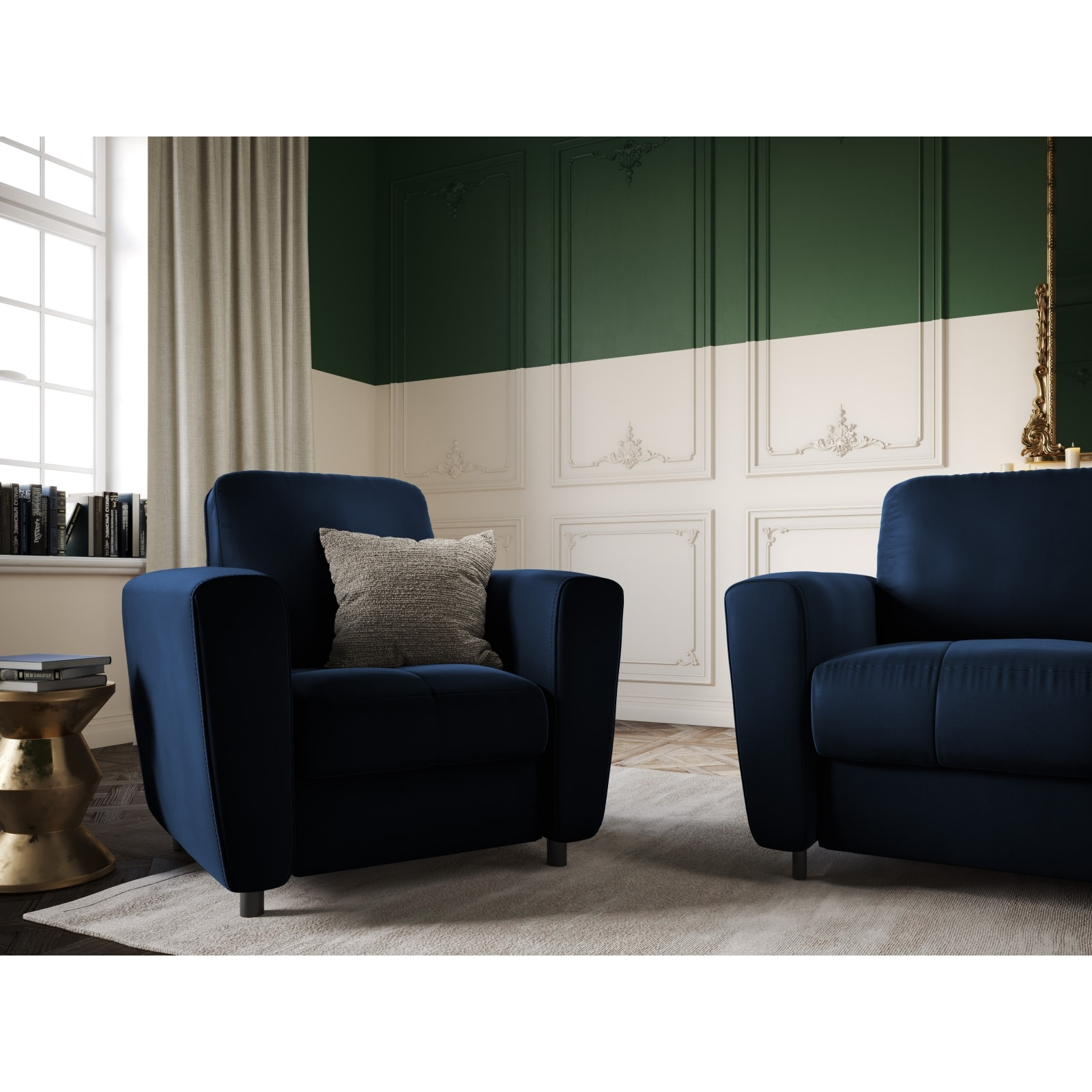 Fauteuil "Audra" en velours bleu roi