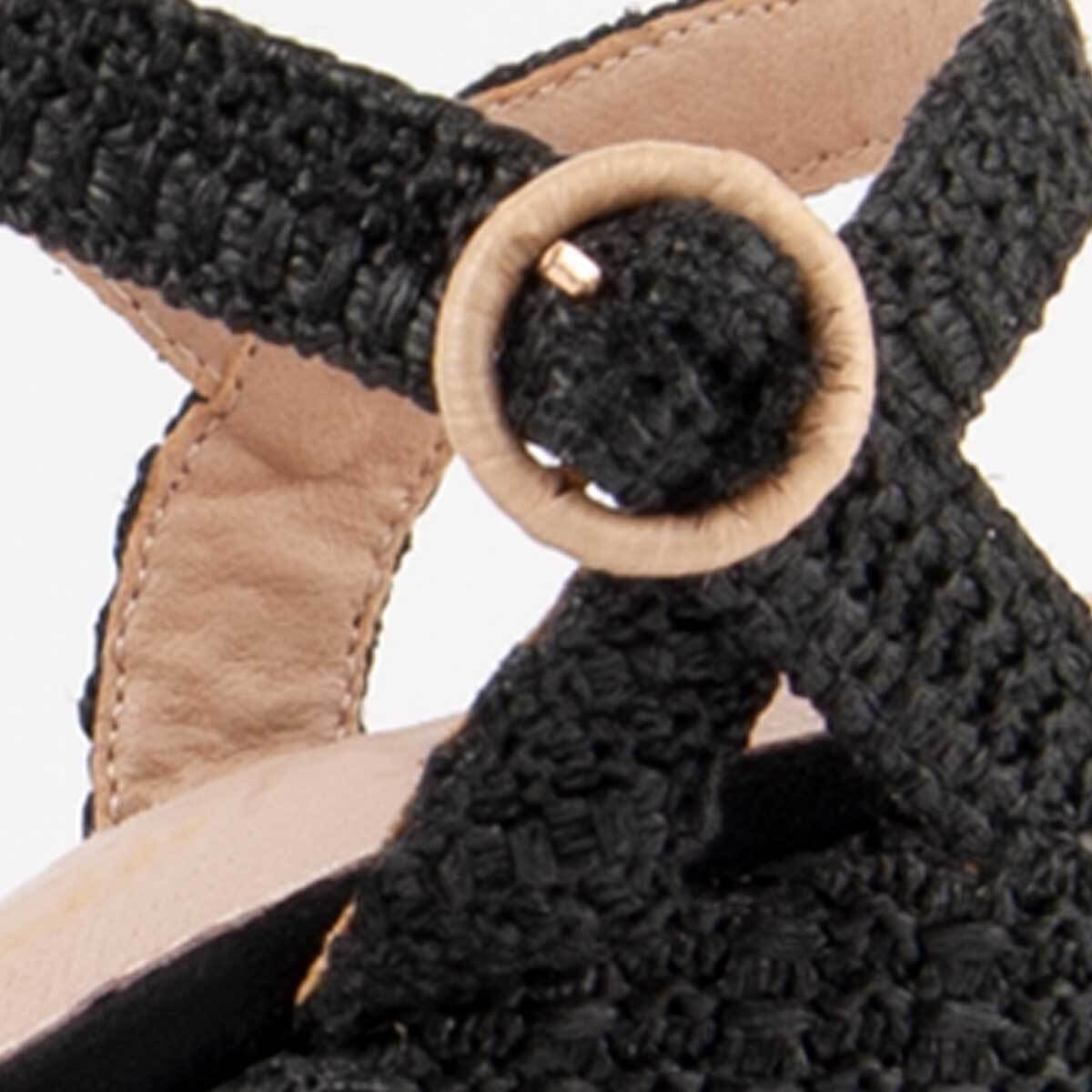 Sandalia De Cuña - Negro - Altura: 10 Cm