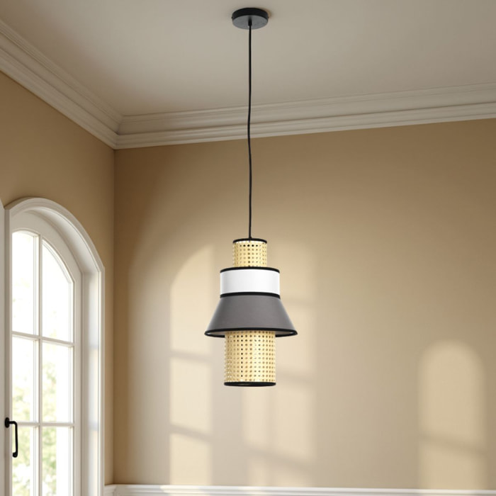 Suspension Tomasucci WIEN - A, en acier et coton, blanc