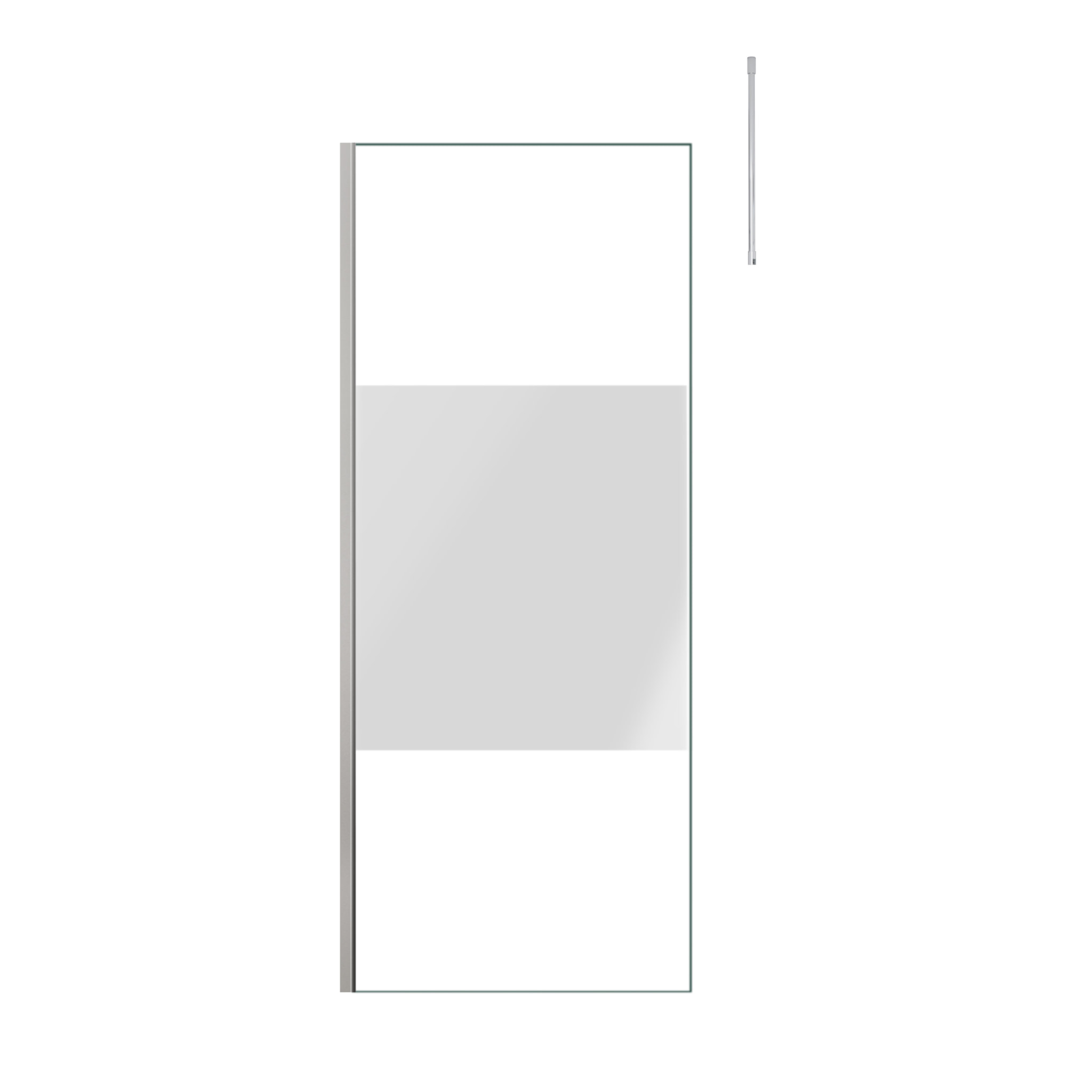 Paroi de Douche 80x200cm Dépolie - Profilé + Barre Plafond Finition Chrome - FREEDOM 2 FROSTED