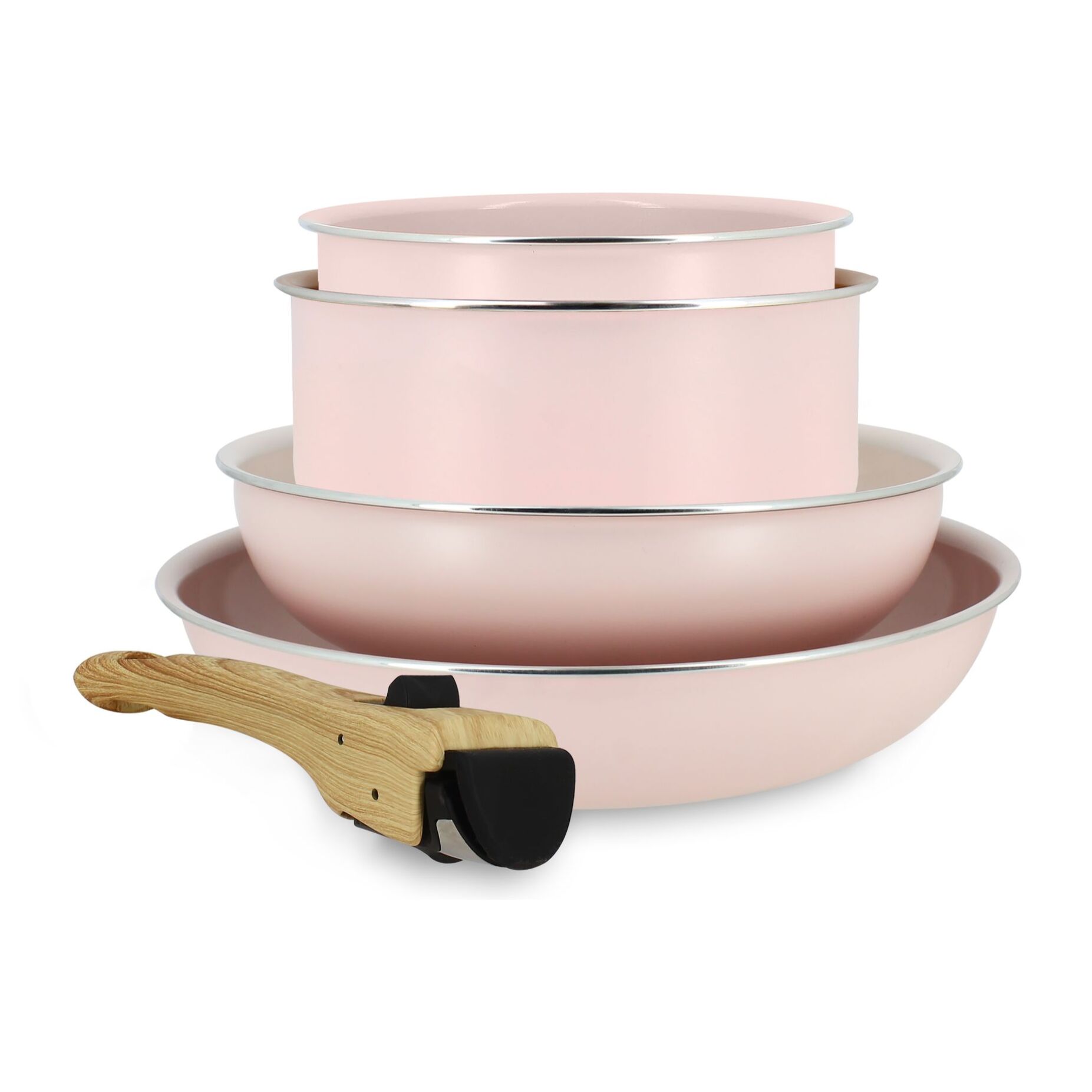 Batterie de cuisine 5 pièces en aluminium recyclé rose