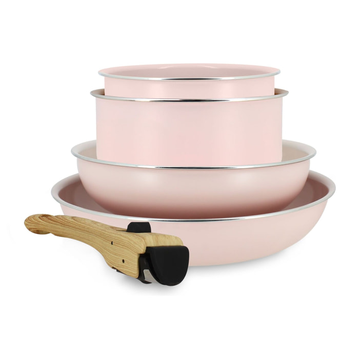 Batterie de cuisine 5 pièces en aluminium recyclé rose