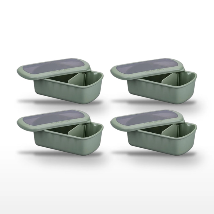 Lot de 4 Lunchbox Vertes à compartiment réglable Fackelmann Storage