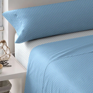 Set di lenzuola in cotone 100% verso reversibile blu indigo