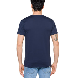 T-shirt in cotone 150 gr Aboriginal Hot Buttered Blu navy.