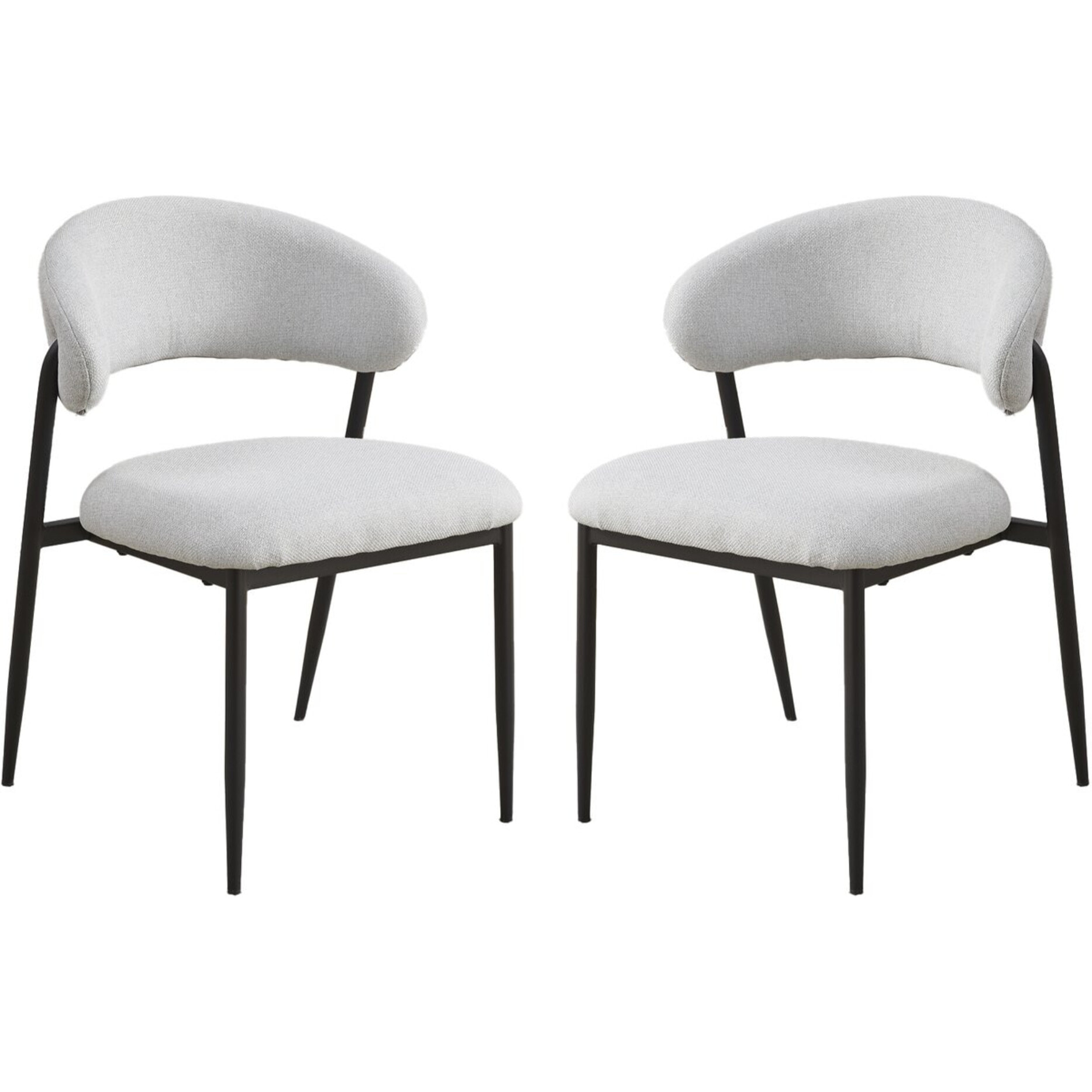 Lot de 2 chaises de salle à manger en tissu et métal "Edena" - Gris clair