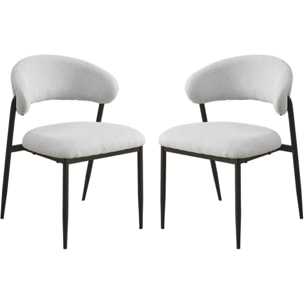 Lot de 2 chaises de salle à manger en tissu et métal "Edena" - Gris clair