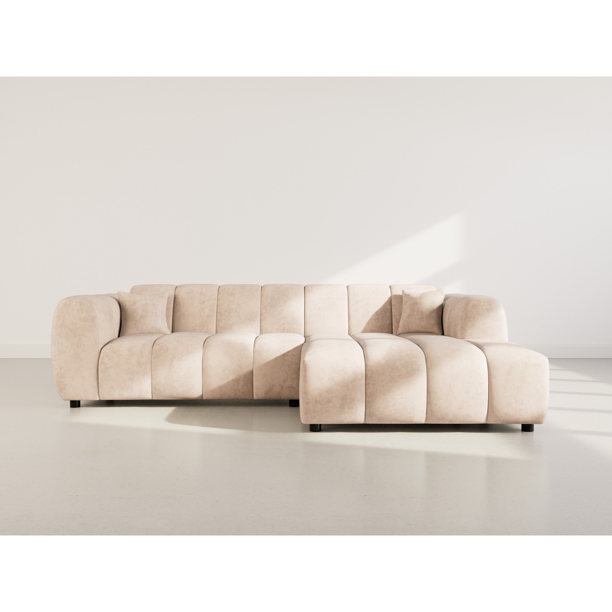 Curtis - canapé d'angle droit 4 places en simili - Beige