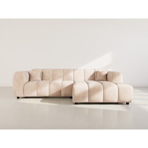 Curtis - canapé d'angle droit 4 places en simili - Beige