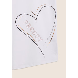 T-shirt reversibile con cuori e logo