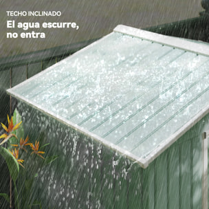 Caseta de Jardín Exterior, 2,5 m² 213x130x185 cm, Cobertizo de Jardín Exterior Metálico con 2 Puertas Correderas, Base Refuerzo (Suelo NO Incluido) y 4 Ventanas Verde Claro