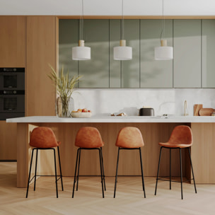 Chaise pour îlot central en cuir synthétique camel 65 cm - Henrik