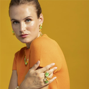 Pendientes con Ojo de Gato Multicolor acabado oro 18k