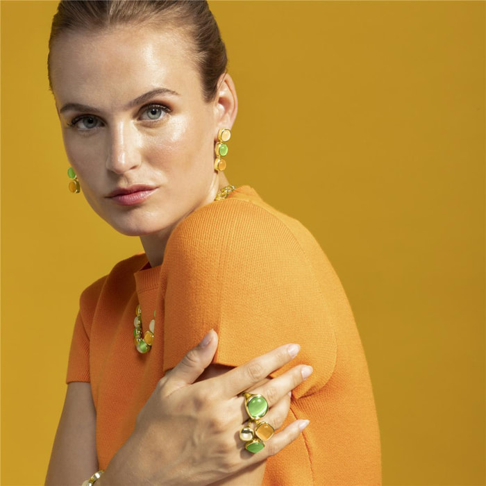 Pendientes con Ojo de Gato Multicolor acabado oro 18k