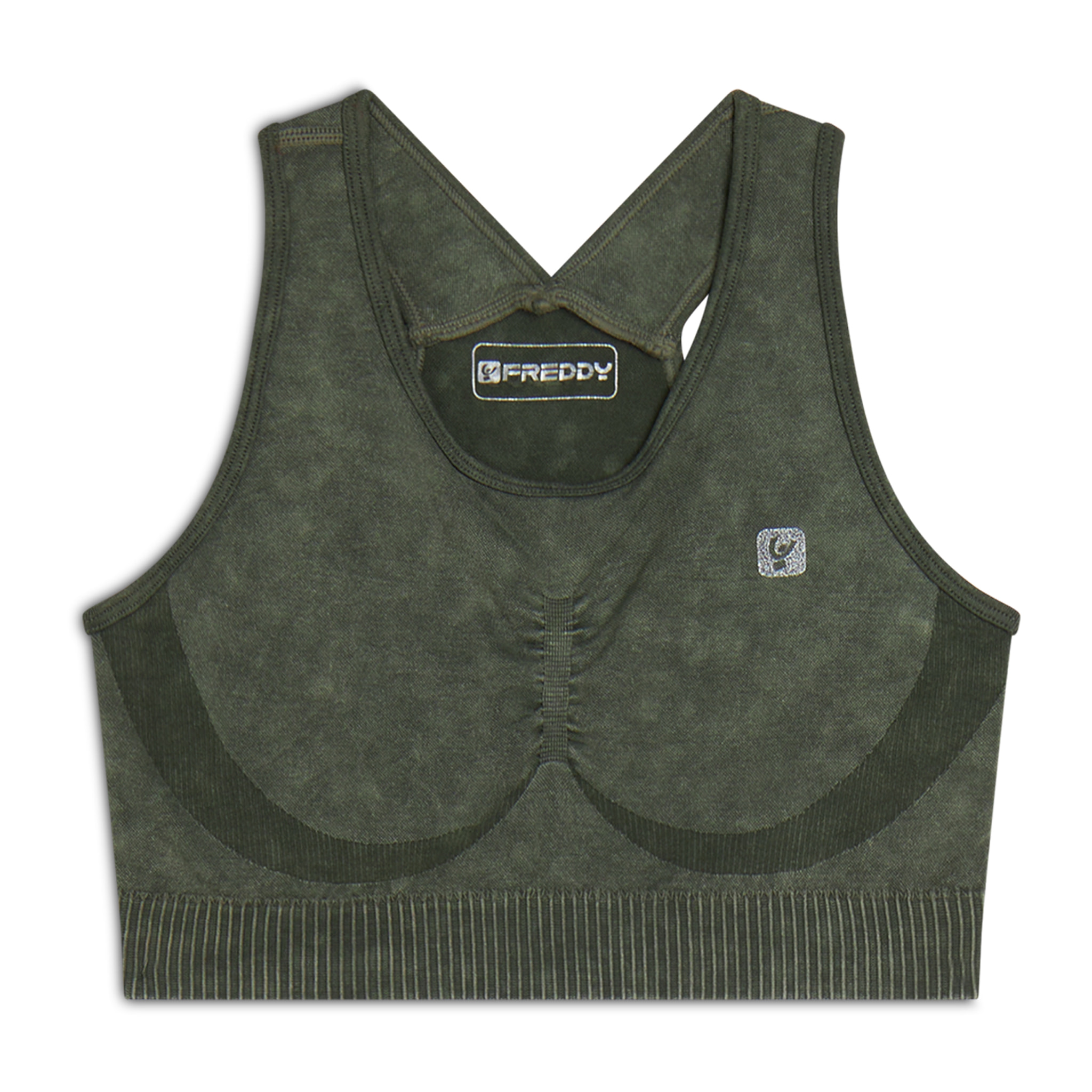 Top sportivo seamless ice wash con spalline incrociate