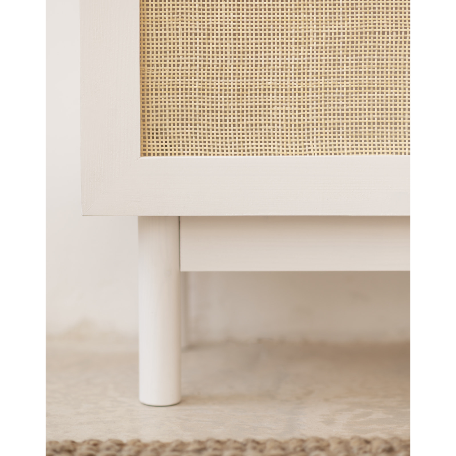 Armoire medulla en bois massif et rotin blanc 180x80cm Hauteur: 180 Longueur: 80 Largeur: 40