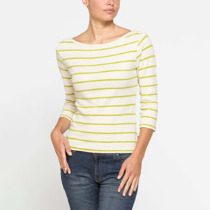 T-SHIRT CON MANICHE 3/4 E SCOLLO A BARCHETTA